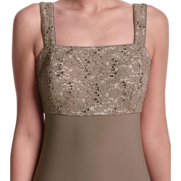 New! R&M RICHARDS Women's Sequin Lace 2-Piece Dress & Jacket Color Mocha Brown - Picture 3 of 4